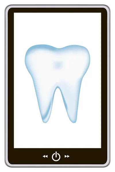 Tablet PC realista con elemento de diseño de dientes. ilustración de vectores de malla eps10 — Archivo Imágenes Vectoriales