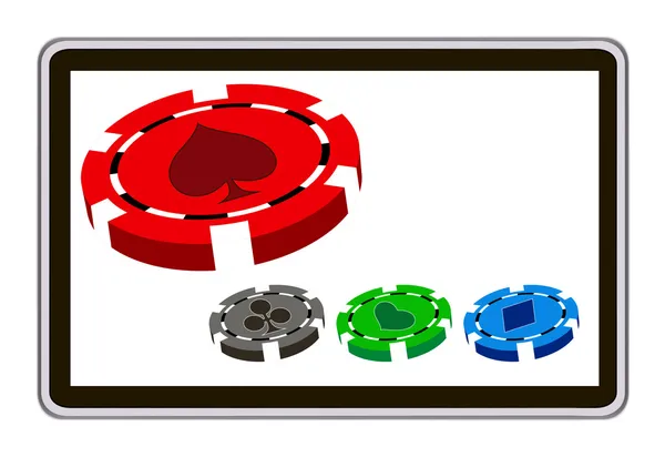 Realistiska tablet pc-dator med casino objekt. eps10 mesh vektor illustration — Stock vektor