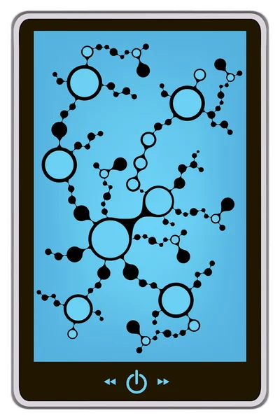 Realistic tablet pc computer with molecule background. eps10 mesh vector illustration — Stock Vector