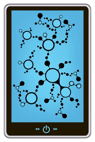 Realistic tablet pc computer with molecule background. eps10 mesh vector illustration — Stock Vector