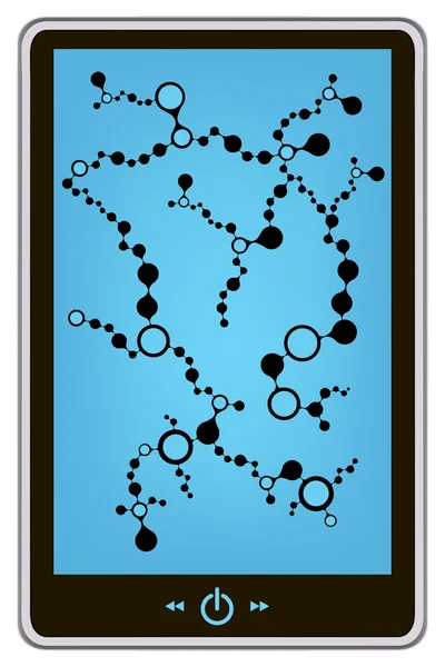 Realistic tablet pc computer with molecule background. eps10 mesh vector illustration — Stock Vector