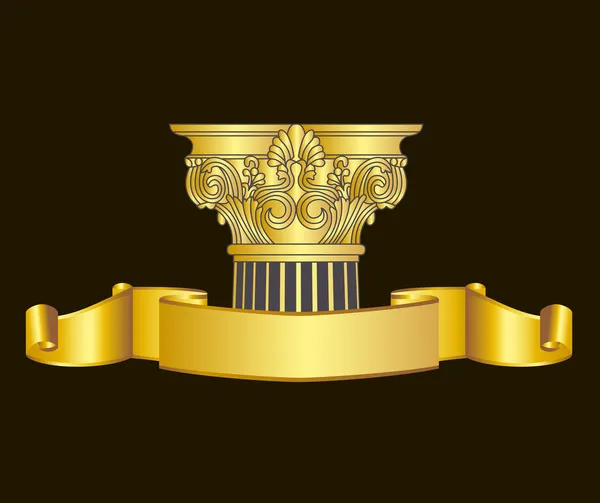 Colonne grecque ancienne et couronne de laurier d'or couronne de laurier d'or. illustration vectorielle eps10 — Image vectorielle