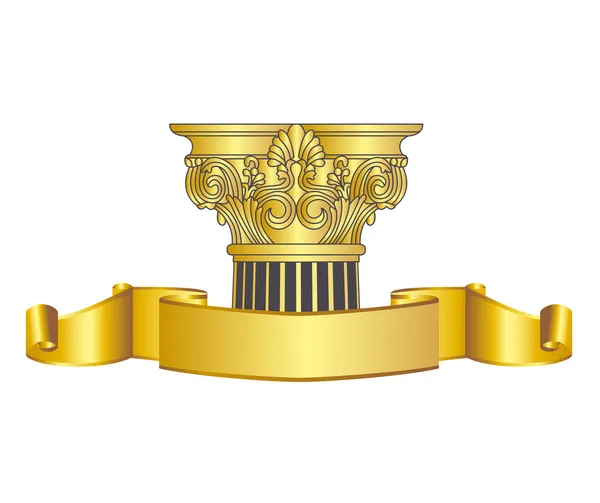 Colonne grecque ancienne et couronne de laurier d'or couronne de laurier d'or. illustration vectorielle eps10 — Image vectorielle