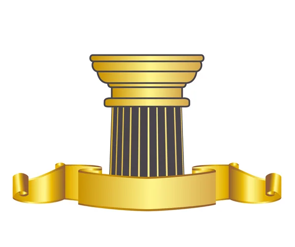 Columna griega de estilo antiguo y corona de laurel de oro corona de laurel de oro. ilustración vectorial eps10 — Vector de stock