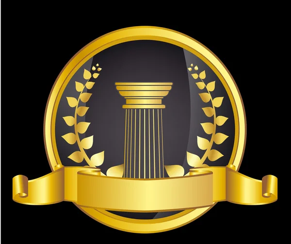 Columna griega de estilo antiguo y corona de laurel de oro corona de laurel de oro. ilustración vectorial eps10 — Archivo Imágenes Vectoriales
