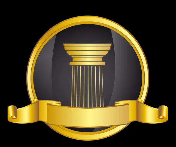 Coluna de grécia de estilo antigo e grinalda de loureiro de ouro grinalda de louro de ouro. eps10 ilustração vetorial —  Vetores de Stock