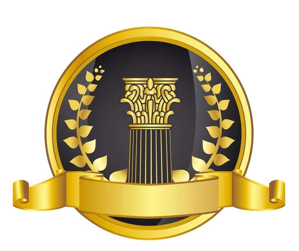Gammaldags Grekland kolumn och guld wreathgold laurel lagerkrans. eps10 vektor illustration — Stock vektor