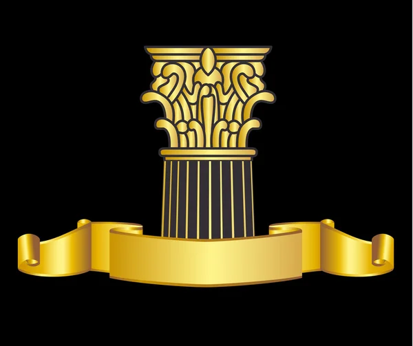 Oude-stijl Griekenland kolom en goud wreathgold laurel lauwerkrans. eps10 vectorillustratie — Stockvector