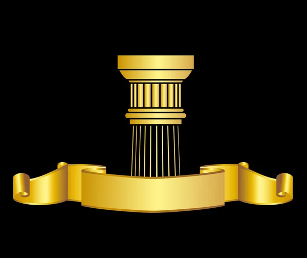Oude-stijl Griekenland kolom en goud wreathgold laurel lauwerkrans. eps10 vectorillustratie — Stockvector
