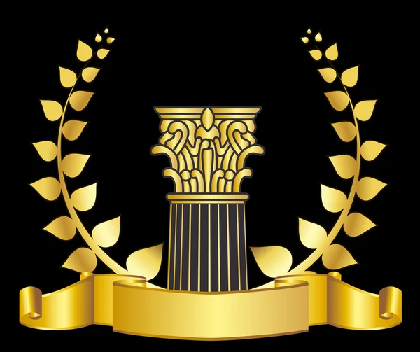 旧式のギリシャの列とゴールド wreathgold ローレル月桂冠。eps10 ベクトル イラスト — ストックベクタ