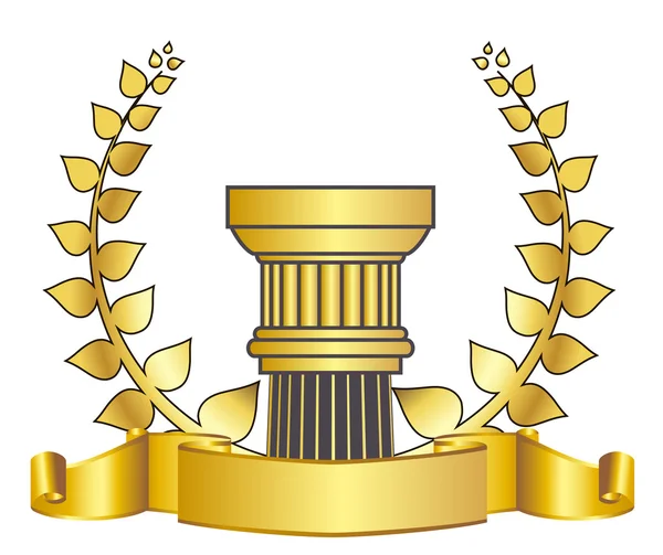 Oude-stijl Griekenland kolom en goud wreathgold laurel lauwerkrans. eps10 vectorillustratie — Stockvector