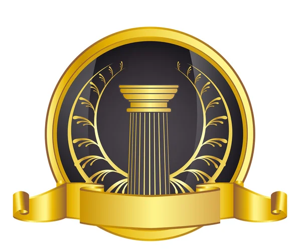 Starym stylu Grecja kolumna i złota wreathgold laurowy wieniec laurowy. Ilustracja wektorowa eps10 — Wektor stockowy