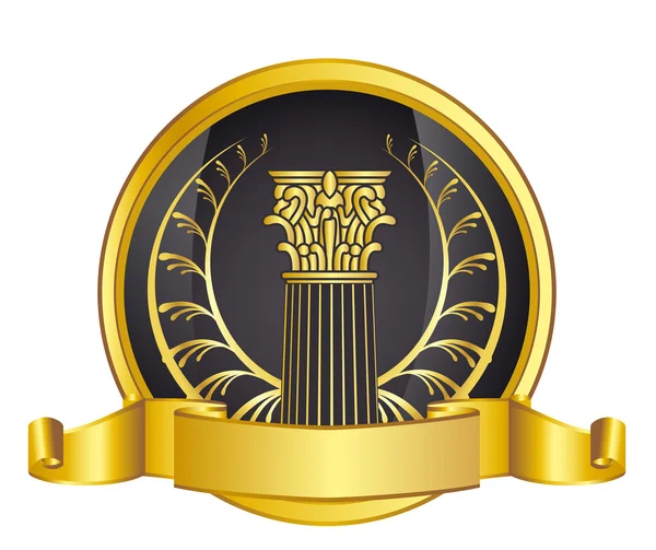 Oude-stijl Griekenland kolom en goud wreathgold laurel lauwerkrans. eps10 vectorillustratie — Stockvector