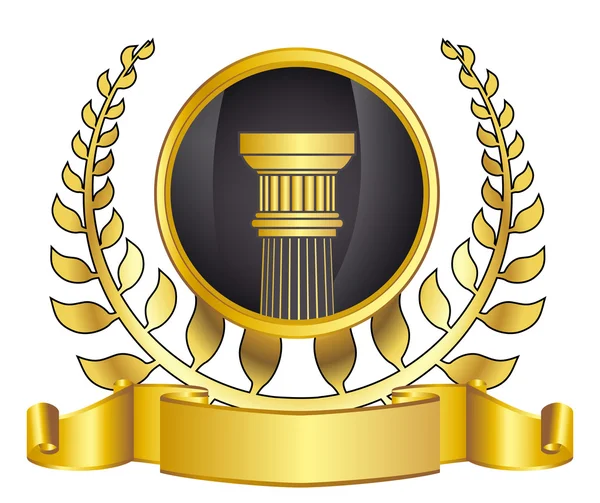 Oude-stijl Griekenland kolom en goud wreathgold laurel lauwerkrans. eps10 vectorillustratie — Stockvector