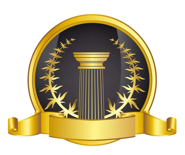 Oude-stijl Griekenland kolom en goud wreathgold laurel lauwerkrans. eps10 vectorillustratie — Stockvector