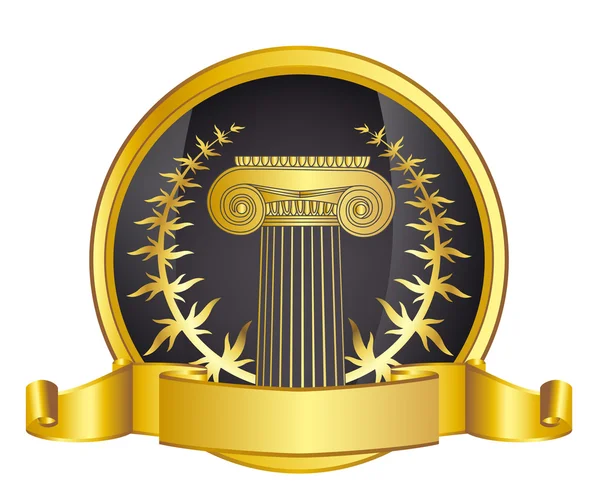 Oude-stijl Griekenland kolom en goud wreathgold laurel lauwerkrans. eps10 vectorillustratie — Stockvector