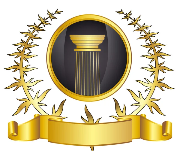 Oude-stijl Griekenland kolom en goud wreathgold laurel lauwerkrans. eps10 vectorillustratie — Stockvector