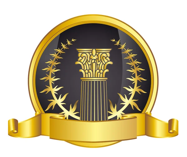 Oude-stijl Griekenland kolom en goud wreathgold laurel lauwerkrans. eps10 vectorillustratie — Stockvector