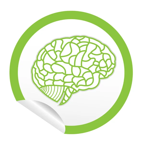 Gehirn-Modell auf Sticker-Symbol Web-Taste. eps10 Abbildung — Stockvektor