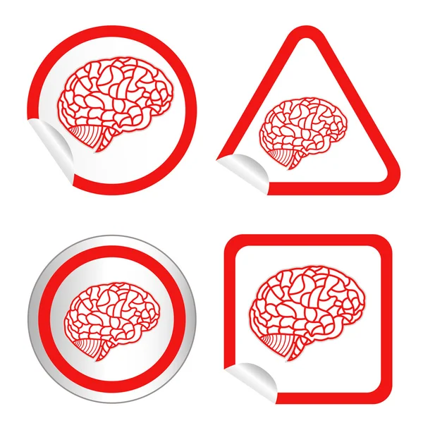 Modello di cervello sul pulsante web icona adesivo. Illustrazione EPS10 — Vettoriale Stock