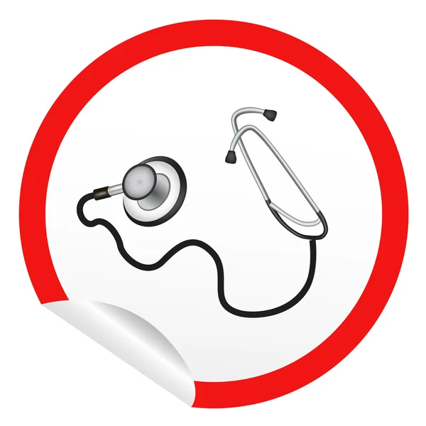 医者の聴診器を持つステッカー アイコン web ボタン。Eps10 イラスト — ストックベクタ