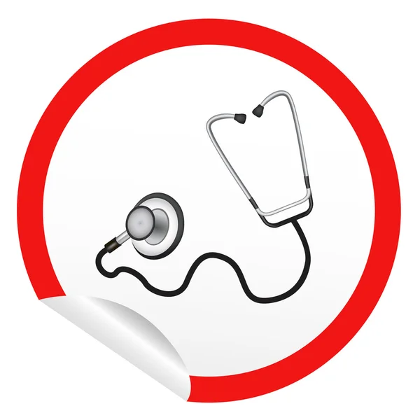 Etiket kutsal kişilerin resmi web düğme doktor stetoskop ile. Eps10 illüstrasyon