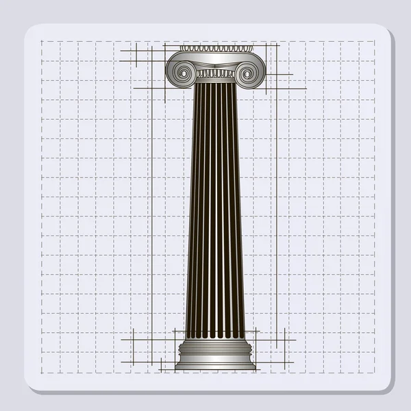 Teknisk engineering linje skala papper rutnät bakgrund med abstrakt kolumn i pelaren form. vektor illustration — Stock vektor