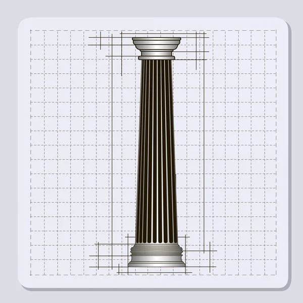 Línea de ingeniería técnica escala fondo de rejilla de papel con columna abstracta en forma de pilar. ilustración vectorial — Vector de stock