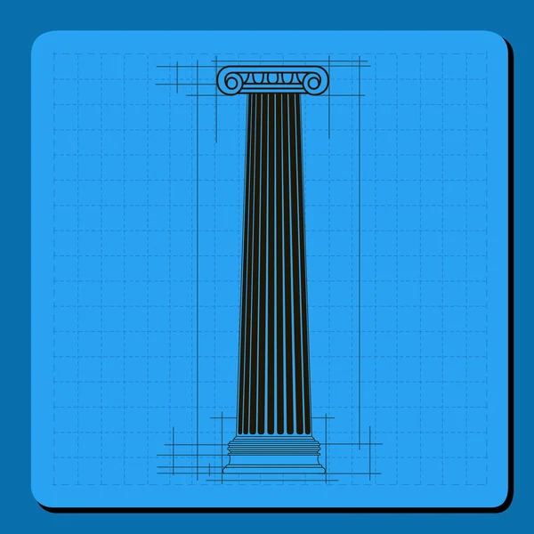 Línea de ingeniería técnica escala fondo de rejilla de papel con columna abstracta en forma de pilar. ilustración vectorial — Archivo Imágenes Vectoriales