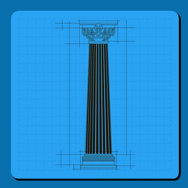 Línea de ingeniería técnica escala fondo de rejilla de papel con columna abstracta en forma de pilar. ilustración vectorial — Archivo Imágenes Vectoriales