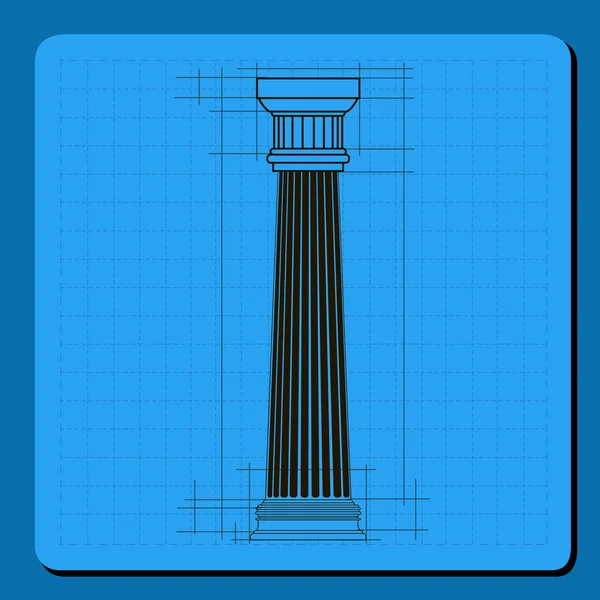 Technical engineering line scale paper grid background with abstract column in pillar form. vector illustration — Stock Vector