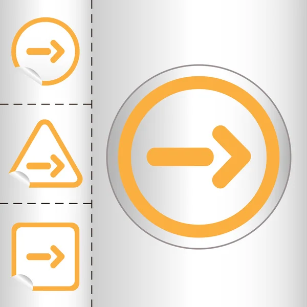 Icono simple conjunto de flechas en el botón de pegatina diferentes formas en estilo moderno. ilustración vectorial eps10 — Vector de stock