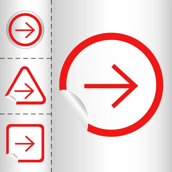 Semplice set di icone di frecce su adesivo pulsante forme diverse in stile moderno. eps10 illustrazione vettoriale — Vettoriale Stock