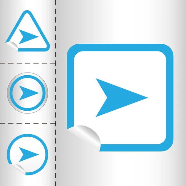 Simplu set pictogramă de săgeți pe butonul autocolant diferite forme în stil modern. eps10 ilustrație vectorială — Vector de stoc
