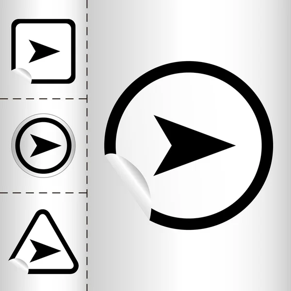 Semplice set di icone di frecce su adesivo pulsante forme diverse in stile moderno. eps10 illustrazione vettoriale — Vettoriale Stock