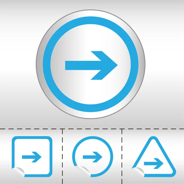 Conjunto de ícones simples de setas no botão adesivo formas diferentes no estilo moderno. eps10 ilustração vetorial — Vetor de Stock