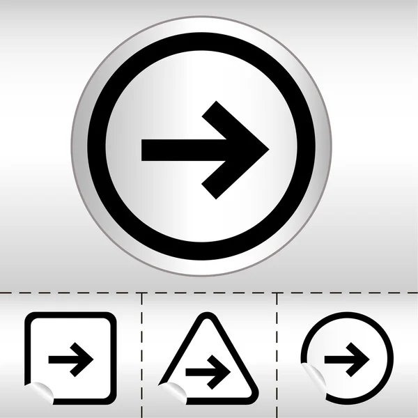 Простой набор стрелок на кнопке наклейки различных форм в современном стиле. Векторная иллюстрация eps10 — стоковый вектор
