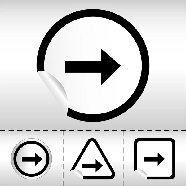 Conjunto de ícones simples de setas no botão adesivo formas diferentes no estilo moderno. eps10 ilustração vetorial — Vetor de Stock