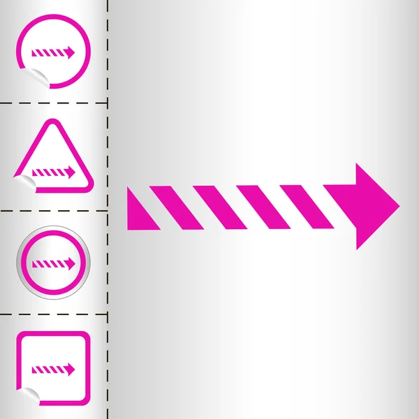 Einfache Symbolsatz von Pfeilen auf Aufkleber-Taste verschiedene Formen im modernen Stil. eps10 Vektorabbildung — Stockvektor