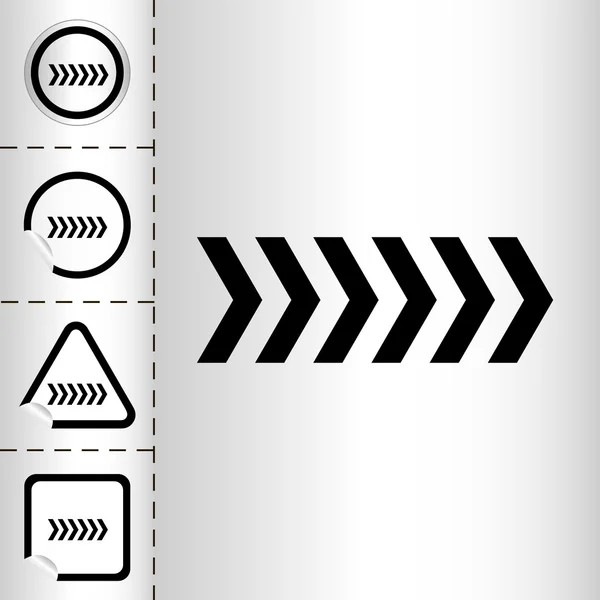 Einfache Symbolsatz von Pfeilen auf Aufkleber-Taste verschiedene Formen im modernen Stil. eps10 Vektorabbildung — Stockvektor