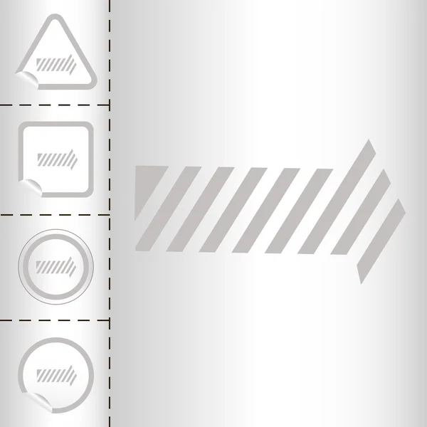 Enkel ikon set med pilar på klistermärke knappen olika former i modern stil. eps10 vektor illustration — Stock vektor