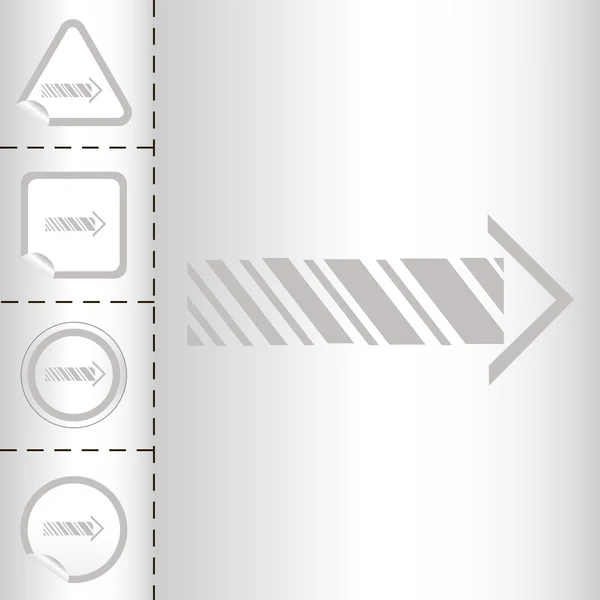 Enkel ikon set med pilar på klistermärke knappen olika former i modern stil. eps10 vektor illustration — Stock vektor
