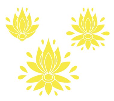 Dekoratif düz siluet çiçek öğeleri tasarım kümesi. vektör çizim