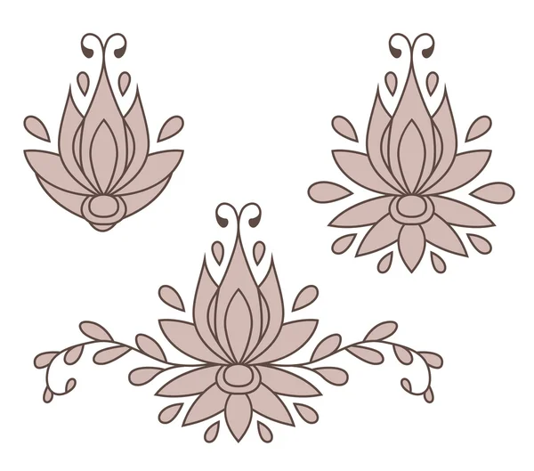 Ensemble d'éléments floraux décoratifs plats silhouette pour le design. illustration vectorielle — Image vectorielle