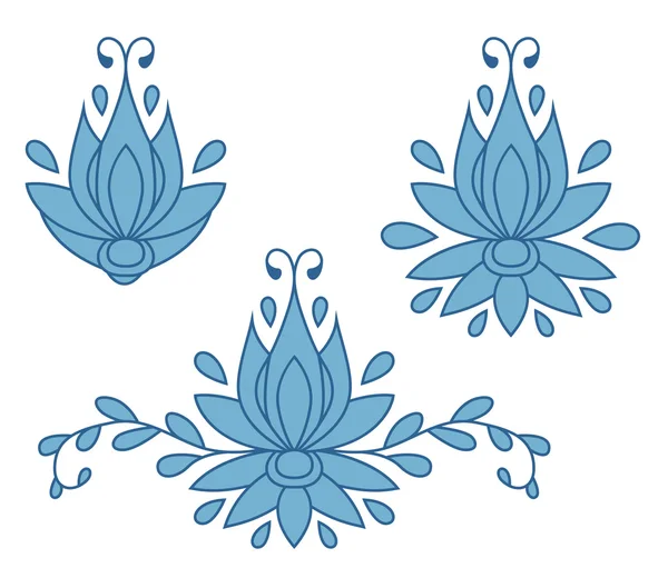 Set von dekorativen flachen Silhouette florale Elemente für das Design. Vektorillustration — Stockvektor