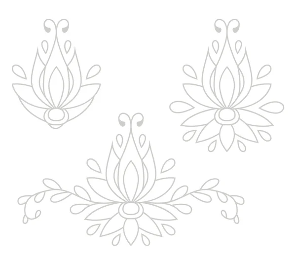 Set von dekorativen flachen Silhouette florale Elemente für das Design. Vektorillustration — Stockvektor
