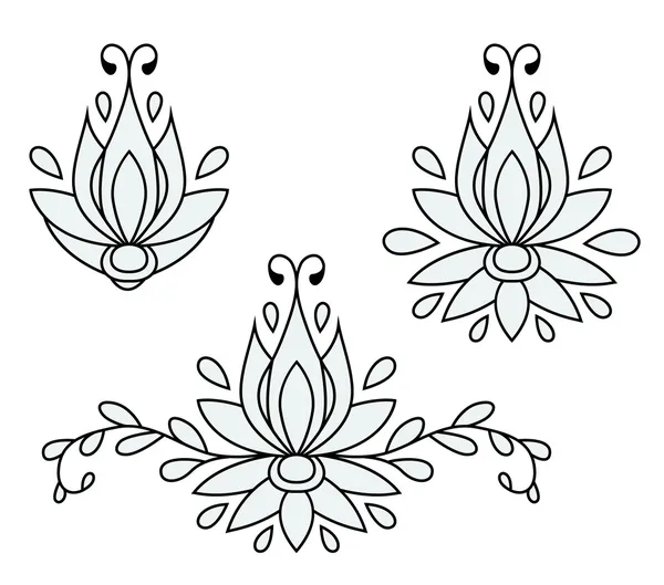 Set von dekorativen flachen Silhouette florale Elemente für das Design. Vektorillustration — Stockvektor