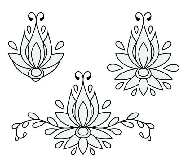 Ensemble d'éléments floraux décoratifs plats silhouette pour le design. illustration vectorielle — Image vectorielle