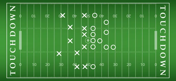 Campo di football americano sfondo con tappeto erboso artificiale. campo di calcio vista dall'alto. eps10 formato vettoriale illustrazione — Vettoriale Stock