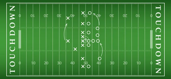 American Football Feld Hintergrund mit Kunstrasen. Blick auf den Fußballplatz von oben. eps10 Formatvektorillustration — Stockvektor